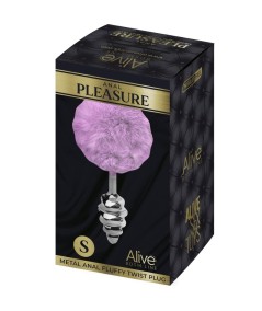 ALIVE - ANAL PLEASURE PLUG ESPIRAL METAL POMPON VIOLETA TALLA S