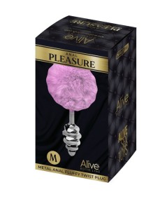 ALIVE - ANAL PLEASURE PLUG ESPIRAL METAL POMPON VIOLETA TALLA M