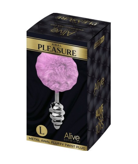 ALIVE - ANAL PLEASURE PLUG ESPIRAL METAL POMPON VIOLETA TALLA L