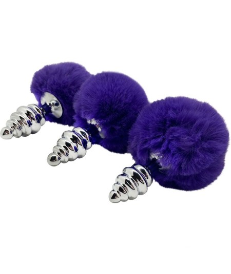 ALIVE - ANAL PLEASURE PLUG ESPIRAL METAL POMPON VIOLETA OSCURO TALLA S