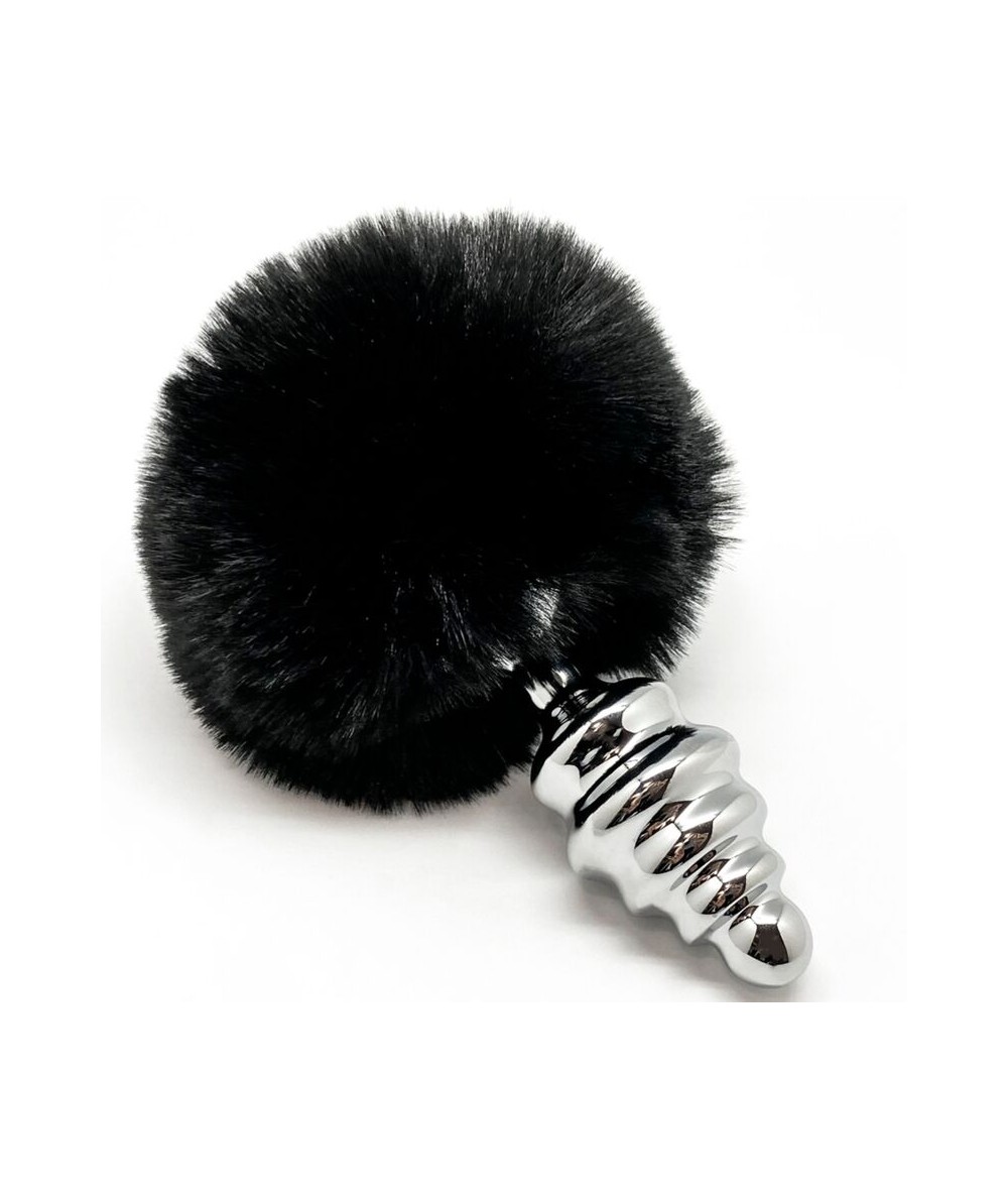 ALIVE - ANAL PLEASURE PLUG ESPIRAL METAL POMPON NEGRO TALLA S