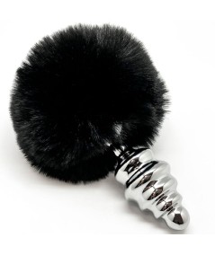 ALIVE - ANAL PLEASURE PLUG ESPIRAL METAL POMPON NEGRO TALLA S