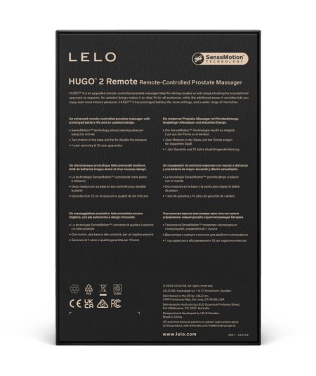 LELO - HUGO 2 MASAJEADOR DE PROSTATA CONTROL REMOTO NEGRO