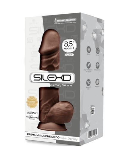 SILEXD - MODELO 1 PENE REALISTICO SILICONA PREMIUM SILEXPAN MARRON 21.5 CM