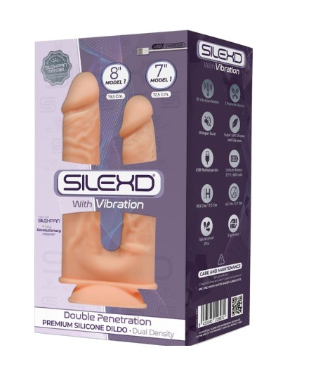 SILEXD - MODELO 1 PENE REALISTICO DOBLE PENETRACION VIBRADOR SILICONA PREMIUM SILEXPAN 17.5 / 19.5 CM