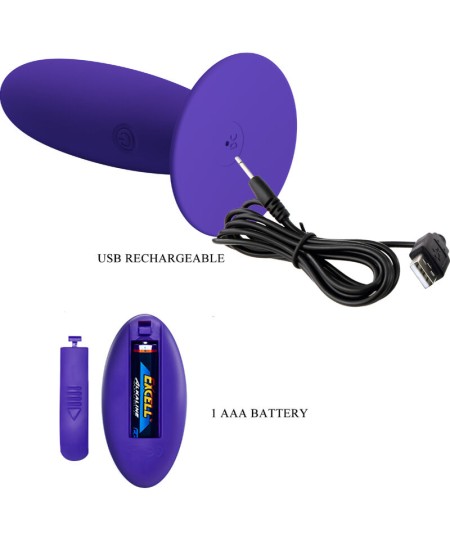 PRETTY LOVE - YOUTH PLUG ANAL VIBRADOR CONTROL REMOTO VIOLETA