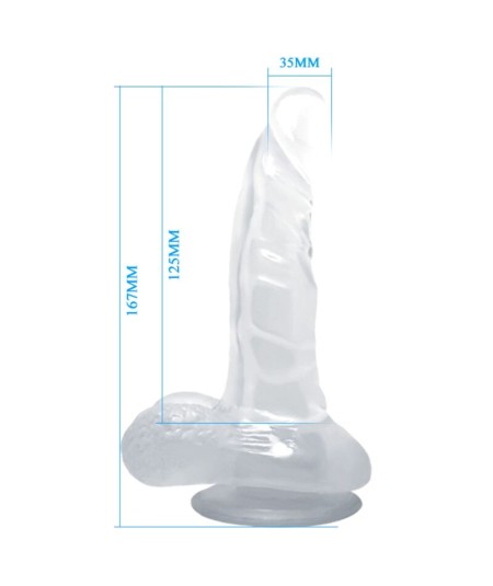 BAILE - DILDO REALISTICO CON VENTOSA Y TESTICULOS 16.7 CM TRANSPARENTE