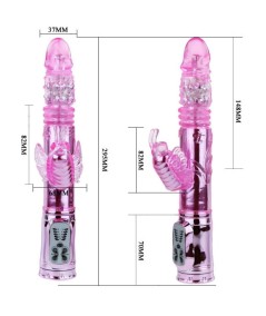 BAILE - VIBRADOR RECARGABLE CON ROTACION Y ESTIMULADOR THROBBING BUTTERF