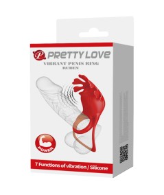 PRETTY LOVE - RUBEN ANILLO VIBRADOR 7 VIBRACIONES SILICONA ROJO