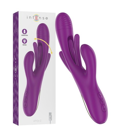 INTENSE - APOLO VIBRADOR MULTIFUNCIÓN RECARGABLE 7 VIBRACIONES CON LENGUA OSCILANTE MORADO