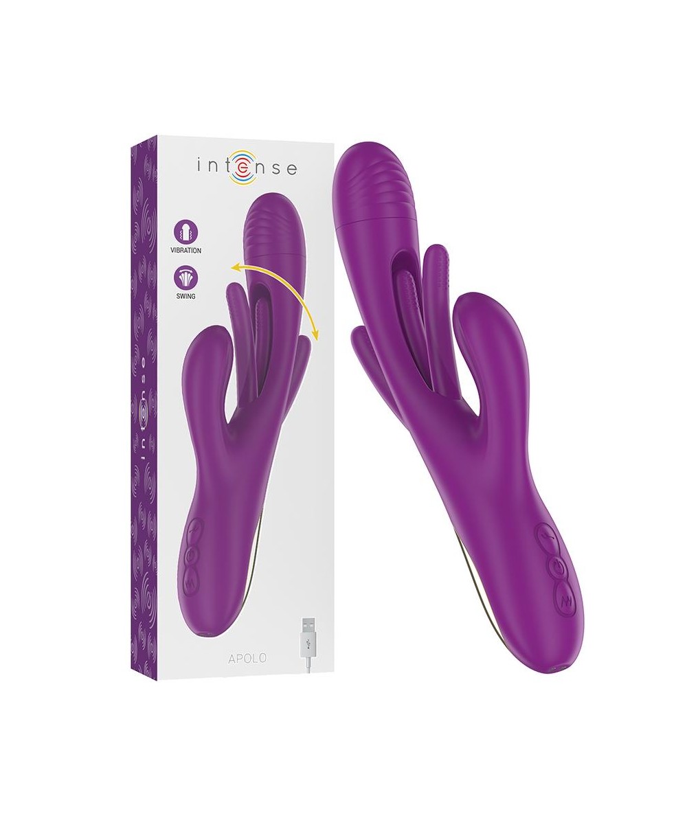 INTENSE - APOLO VIBRADOR MULTIFUNCIÓN RECARGABLE 7 VIBRACIONES CON LENGUA OSCILANTE MORADO