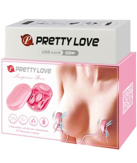 PRETTY LOVE - SURPRISE BOX PINZAS ELECTRO ESTIMULACION ROSA