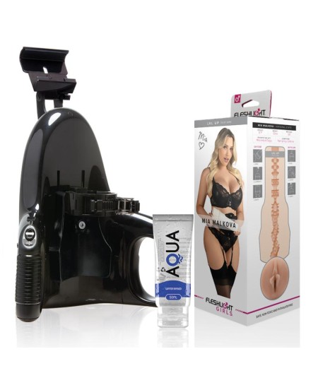 FLESHLIGHT - MIA MALKOVA VAGINA LVL UP + UNIVERSAL LAUNCH + LUBRICANTE AQUA QUALITY 50 ML