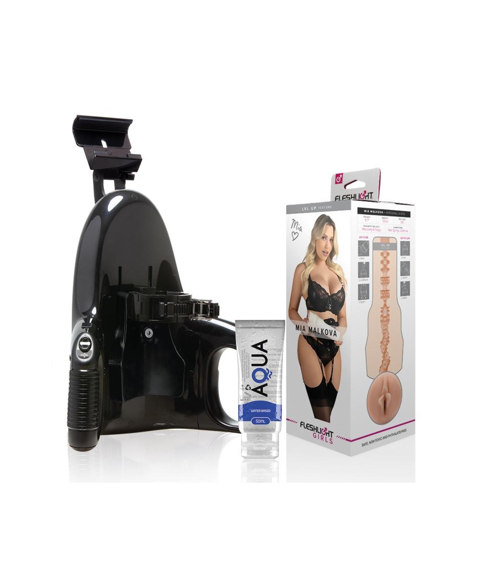 FLESHLIGHT - MIA MALKOVA VAGINA LVL UP + UNIVERSAL LAUNCH + LUBRICANTE AQUA QUALITY 50 ML