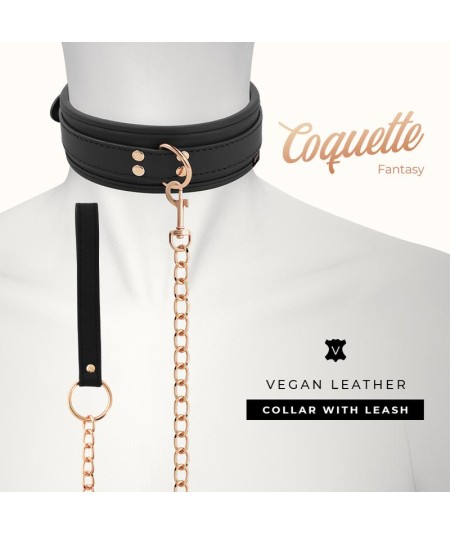 COQUETTE CHIC DESIRE - FANTASY COLLAR CUERO VEGANO CON CORREA Y FORRO DE NEOPRENO