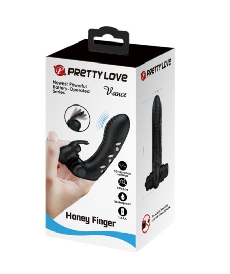 PRETTY LOVE - VANCE FUNDA DEDO VIBRADOR CONEJO NEGRO