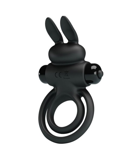 PRETTY LOVE - ANILLO VIBRADOR III CONEJO PARA PENE NEGRO