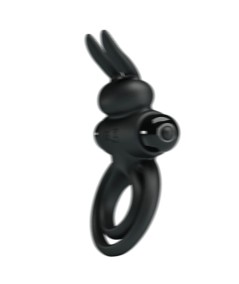 PRETTY LOVE - ANILLO VIBRADOR III CONEJO PARA PENE NEGRO