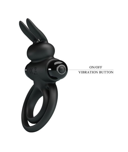 PRETTY LOVE - ANILLO VIBRADOR III CONEJO PARA PENE NEGRO