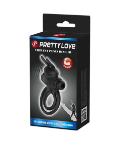 PRETTY LOVE - ANILLO VIBRADOR III CONEJO PARA PENE NEGRO