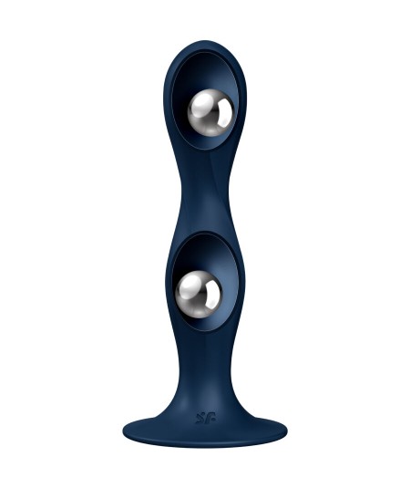 SATISFYER - DOUBLE BALL-R DILDO SILICONA AZUL