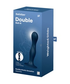 SATISFYER - DOUBLE BALL-R DILDO SILICONA AZUL