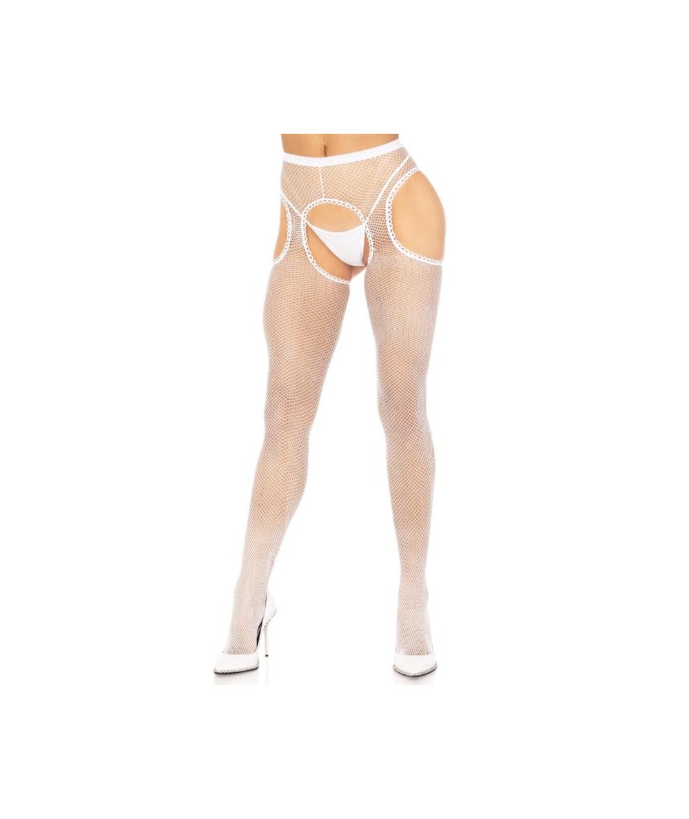 LEG AVENUE - MEDIAS RED SIN ENTREPIERNA BLANCO