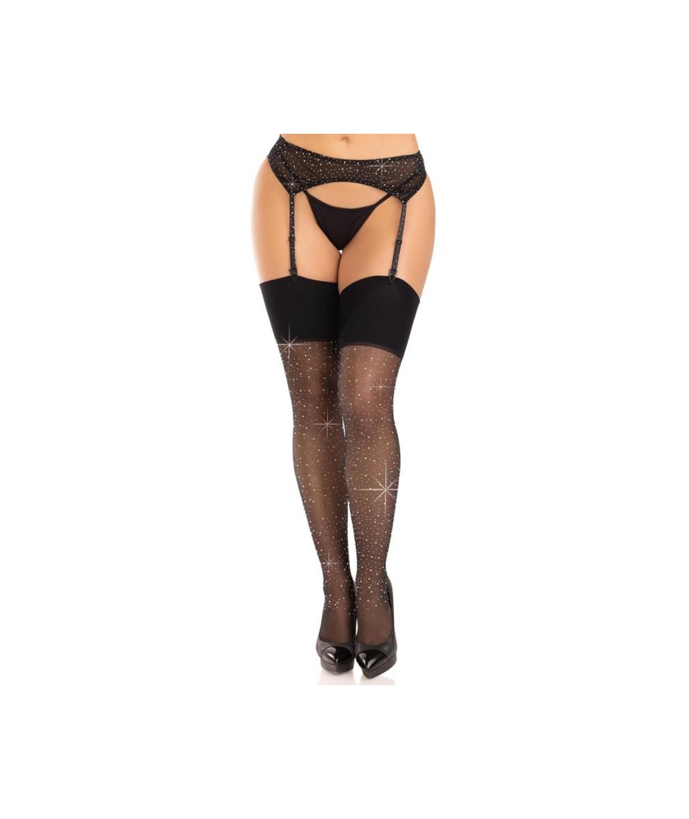 LEG AVENUE - MEDIAS SPANDEX CON DIAMANTES NEGRO