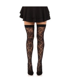 LEG AVENUE - MEDIAS RED ROSAS SILVESTRES NEGRO