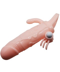 BAILE - BRAVE MAN FUNDA PENE ANAL Y CLITORIS VIBRADOR 16.5 CM NATURAL