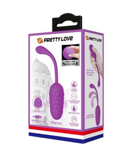 PRETTY LOVE - HUEVO VIBRADOR CON TEXTURA MARINA RECARGABLE MORADO