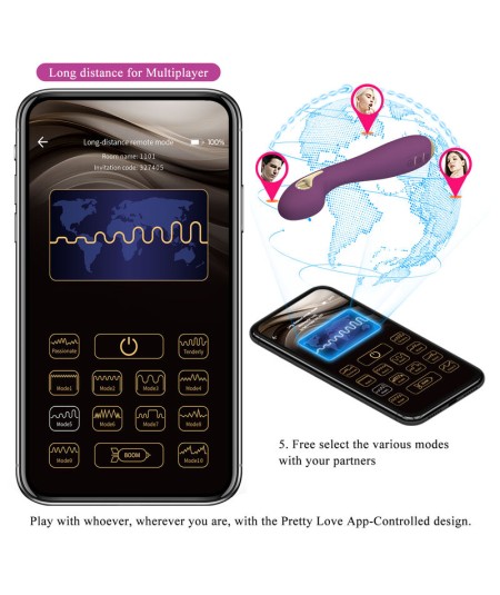 PRETTY LOVE - HECTOR VIBRADOR ELECTROSHOCK POR CONTROL POR APP LILA