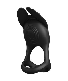 PRETTY LOVE - ANILLO VIBRADOR SILAS 7 VIBRACIONES SILICONA NEGRO