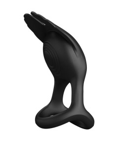 PRETTY LOVE - ANILLO VIBRADOR SILAS 7 VIBRACIONES SILICONA NEGRO