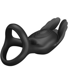 PRETTY LOVE - ANILLO VIBRADOR SILAS 7 VIBRACIONES SILICONA NEGRO