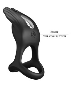 PRETTY LOVE - ANILLO VIBRADOR SILAS 7 VIBRACIONES SILICONA NEGRO