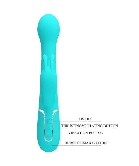 PRETTY LOVE - DEJON VIBRADOR RABBIT 3 EN 1 MULTIFUNCIÓN VERDE AGUA