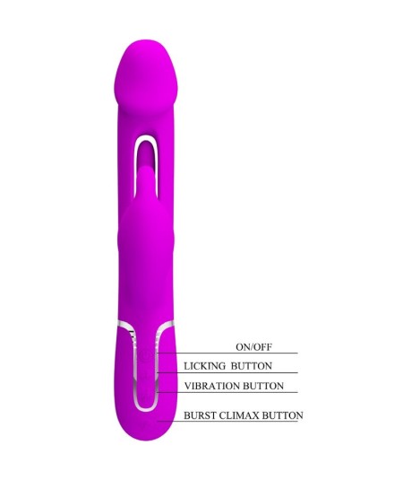 PRETTY LOVE - KAMPAS VIBRADOR RABBIT 3 EN 1 MULTIFUNCIÓN CON LENGUA VIOLETA