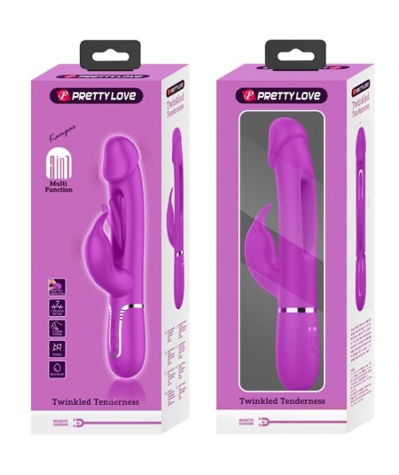 PRETTY LOVE - KAMPAS VIBRADOR RABBIT 3 EN 1 MULTIFUNCIÓN CON LENGUA VIOLETA