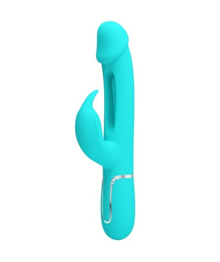 PRETTY LOVE - KAMPAS VIBRADOR RABBIT 3 EN 1 MULTIFUNCIÓN CON LENGUA VERDE AGUA