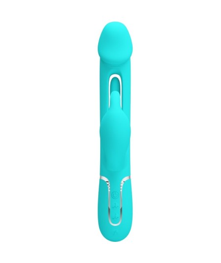 PRETTY LOVE - KAMPAS VIBRADOR RABBIT 3 EN 1 MULTIFUNCIÓN CON LENGUA VERDE AGUA