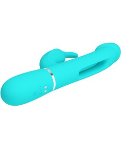 PRETTY LOVE - KAMPAS VIBRADOR RABBIT 3 EN 1 MULTIFUNCIÓN CON LENGUA VERDE AGUA