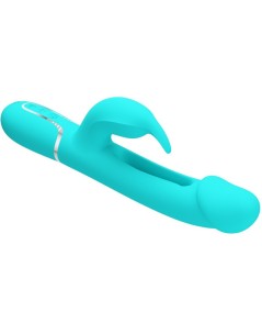 PRETTY LOVE - KAMPAS VIBRADOR RABBIT 3 EN 1 MULTIFUNCIÓN CON LENGUA VERDE AGUA