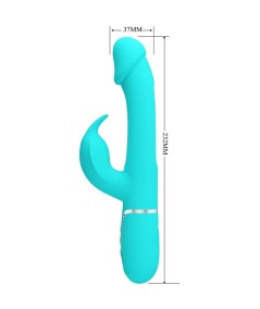 PRETTY LOVE - KAMPAS VIBRADOR RABBIT 3 EN 1 MULTIFUNCIÓN CON LENGUA VERDE AGUA