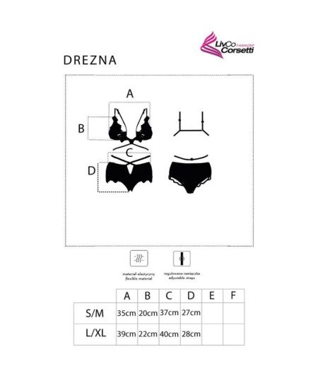 LIVCO CORSETTI FASHION - DREZNA LC 90733 SUJETADOR + PANTY NEGRO S/M