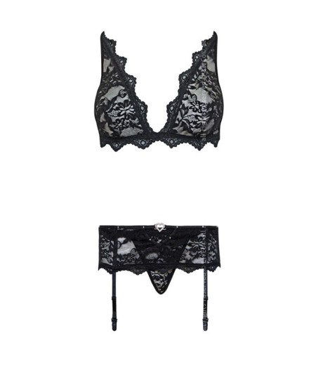 LIVCO CORSETTI FASHION - BELITA LC 90231 SUJETADOR + PANTY + LIGUERO NEGRO L/XL