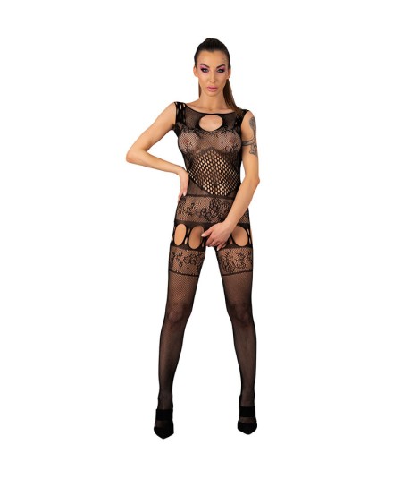 LIVCO CORSETTI FASHION - AMBROISE LC 17352 BODYSTOCKING CROTCHLESS NEGRO TALLA ÚNICA