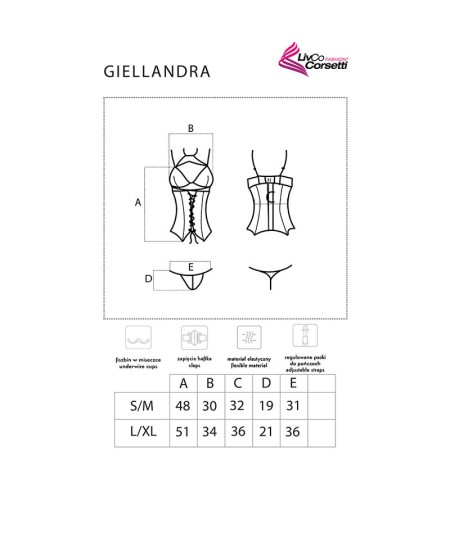 LIVCO CORSETTI FASHION - GIELLANDRA FOR THE SENSES COLLECTION CORSET + PANTY NEGRO S/M