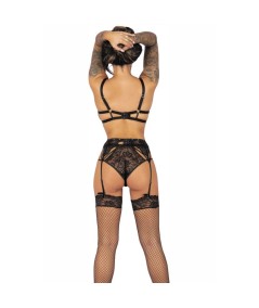 LIVCO CORSETTI FASHION - POJZON LC 90670 SUJETADOR + MEDIAS + LIGUERO + PANTY NEGRO S/M