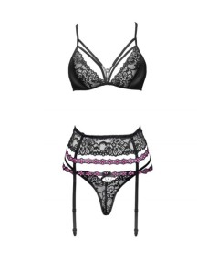 LIVCO CORSETTI FASHION - SNEHANA LC 90443 SUJETADOR + LIGUERO + PANTY NEGRO S/M